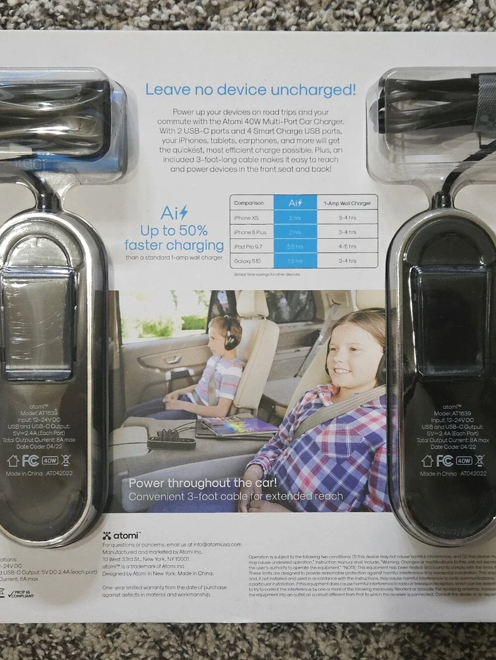 40W Multi-Port Car Charger (2-Pack) - Black